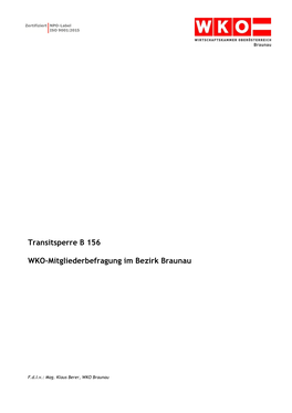 Transitsperre B 156 WKO-Mitgliederbefragung Im Bezirk