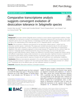 Comparative Transcriptome Analysis Suggests Convergent Evolution Of