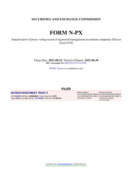 NUVEEN INVESTMENT TRUST II Form N-PX Filed 2021-08-23