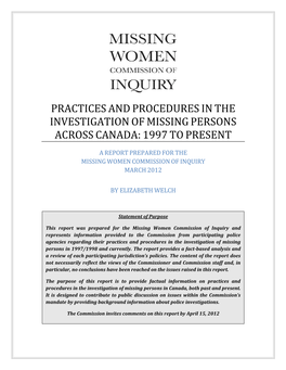 Practices and Procedures in Investigation of MP Across Canada