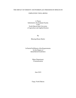 The Impact of Dissent and Workplace Freedom of Speech on Employees’ Well-Being