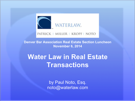 Water Law in Real Estate Transactions