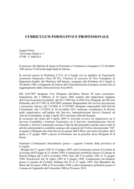 Curriculum Formativo E Professionale