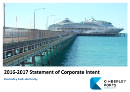 2016-2017 Statement of Corporate Intent Kimberley Ports Authority