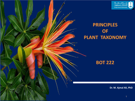 Principles of Plant Taxonomy Bot