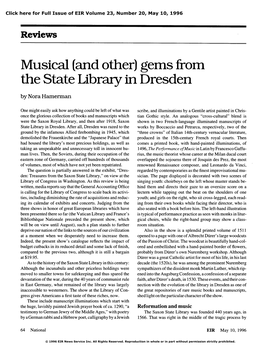 Musical (And Other) Gems from the State Library in Dresden