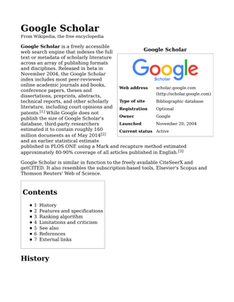 Google Scholar from Wikipedia, the Free Encyclopedia