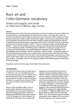 Rock Art and Celto-Germanic Vocabulary Shared Iconography and Words As Reflections of Bronze Age Contact