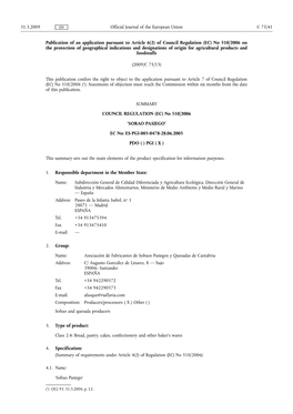 Of Council Regulation (EC) No 510/2006 on the Protection of Geographical Indications and Designations of Origin for Agricultural Products and Foodstuffs