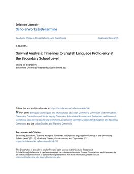 Survival Analysis: Timelines to English Language Proficiency at the Secondary School Level