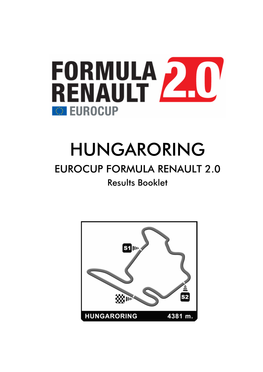 HUNGARORING EUROCUP FORMULA RENAULT 2.0 Results Booklet 15/06/20066 Pastor MALDORANO 1'14.122 186.7 Kph