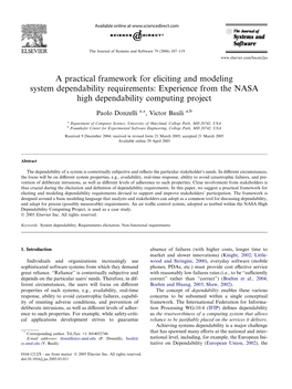 A Practical Framework for Eliciting and Modeling System Dependability Requirements: Experience from the NASA High Dependability Computing Project