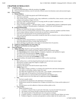 CHAPTER 10 MOLLUSCS 10.1 a Significant Space A