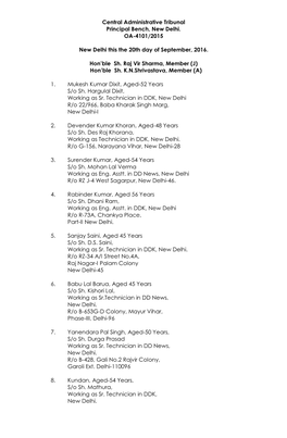 Central Administrative Tribunal Principal Bench, New Delhi. OA-4101/2015