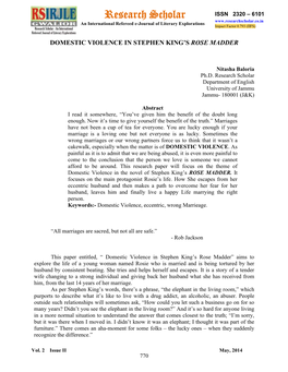 Research Scholar ISSN 2320 – 6101 an International Refereed E-Journal of Literary Explorations Impact Factor 0.793 (IIFS)