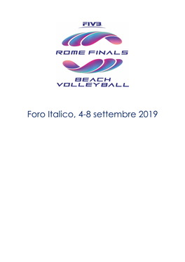 Foro Italico, 4-8 Settembre 2019