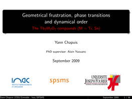 Geometrical Frustration, Phase Transitions and Dynamical Order