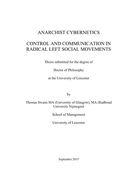 Anarchist Cybernetics Control and Communication in Radical Left Social Movements