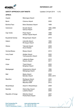 Reference List Safety Approach Light Masts