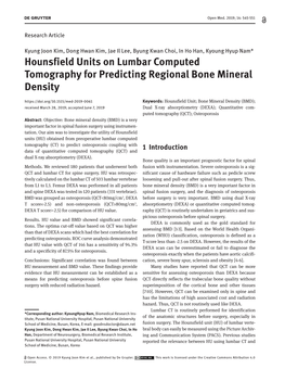 Hounsfield Units on Lumbar Computed Tomography For