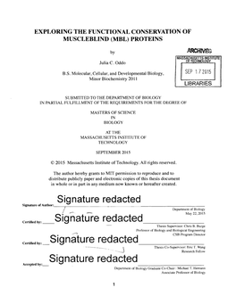 Accepted By:- Signature Redacted Department of Biology Graduate Co-Chair: Michael T