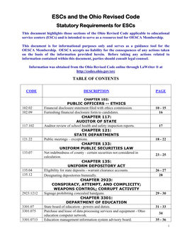 Escs and the Ohio Revised Code