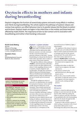 Oxytocin Effects in Mothers and Infants During Breastfeeding