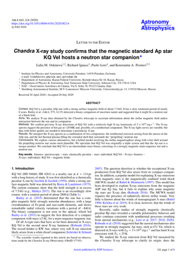 Chandra X-Ray Study Confirms That the Magnetic Standard Ap Star KQ Vel