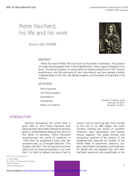 Pierre Fauchard, His Life and His Work