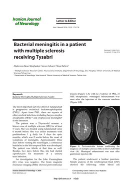 Multiple Sclerosis Accepted: 15 May 2016 Receiving Tysabri