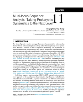 Multi-Locus Sequence Analysis: Taking Prokaryotic Systematics to the Next Level11