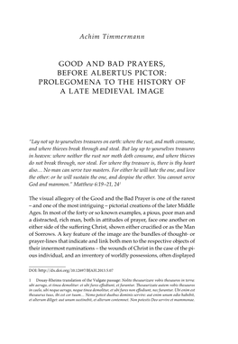 Good and Bad Prayers, Before Albertus Pictor: Prolegomena to the History of a Late Medieval Image