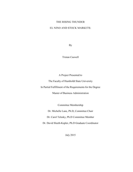The Rising Thunder El Nino and Stock Markets