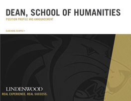 Dean, School of Humanities Position Profile and Announcement