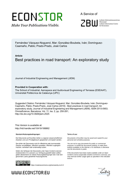 Best Practices in Road Transport: an Exploratory Study