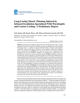 Long-Lasting Muscle Thinning Induced by Infrared Irradiation Specialized with Wavelengths and Contact Cooling: a Preliminary Report