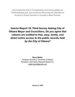Interim Report 16. Third Survey Asking City of Ottawa Mayor And