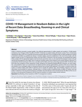 COVID-19 Management in Newborn Babies in the Light of Recent Data: Breastfeeding, Rooming-In and Clinical Symptoms
