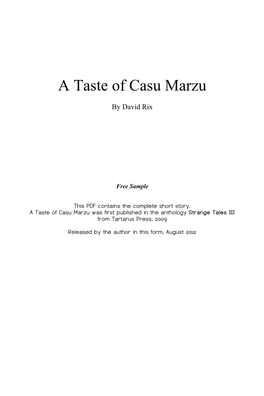 A Taste of Casu Marzu 1