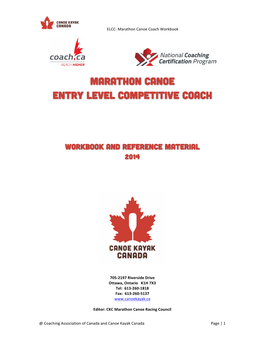 Marathon Canoe Entry Level Competitive Coach