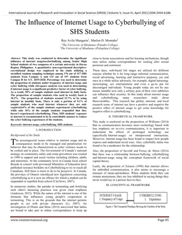 The Influence of Internet Usage to Cyberbullying of SHS Students