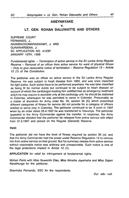 Abeynayake V. Lt. Gen. Rohan Daluwatte and Others 47