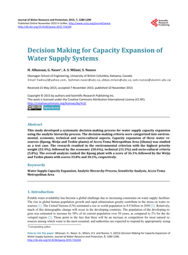 Decision Making for Capacity Expansion of Water Supply Systems