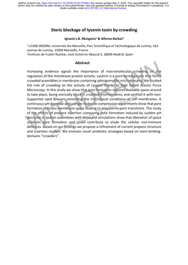 Steric Blockage of Lysenin Toxin by Crowding