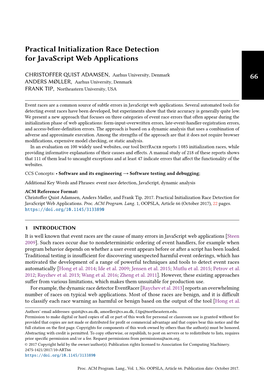 Practical Initialization Race Detection for Javascript Web Applications