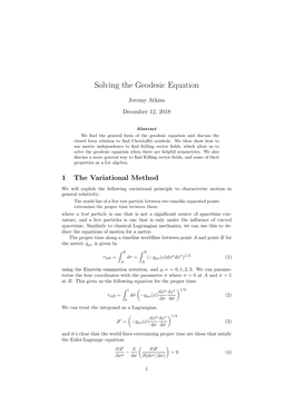 Solving the Geodesic Equation