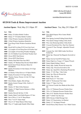 05/29/18 Tools & Home Improvement Auction
