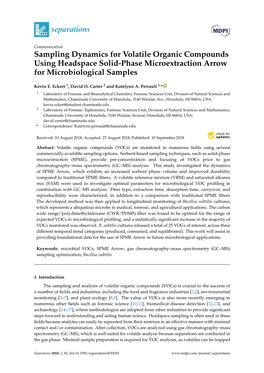 Sampling Dynamics for Volatile Organic Compounds Using Headspace Solid-Phase Microextraction Arrow for Microbiological Samples