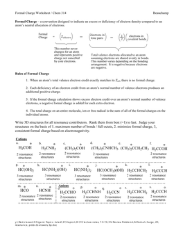 Formal Charge Worksheet / Chem 314 Beauchamp