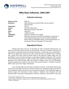 Mike Ryan Collection, 1964-1997